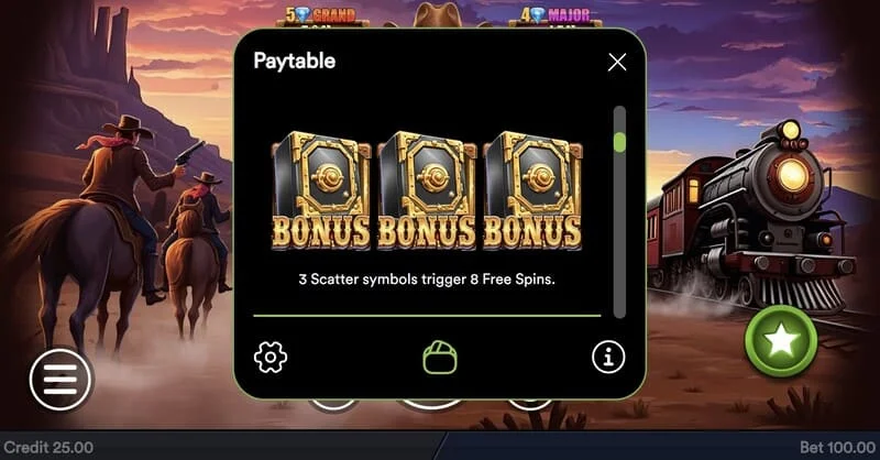 Gold Train Heist - fillimi i raundit Hold and Win me monedha